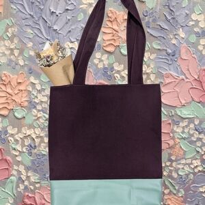 Everyday Two-Tone Canvas Tote Bag in Plum and Mint